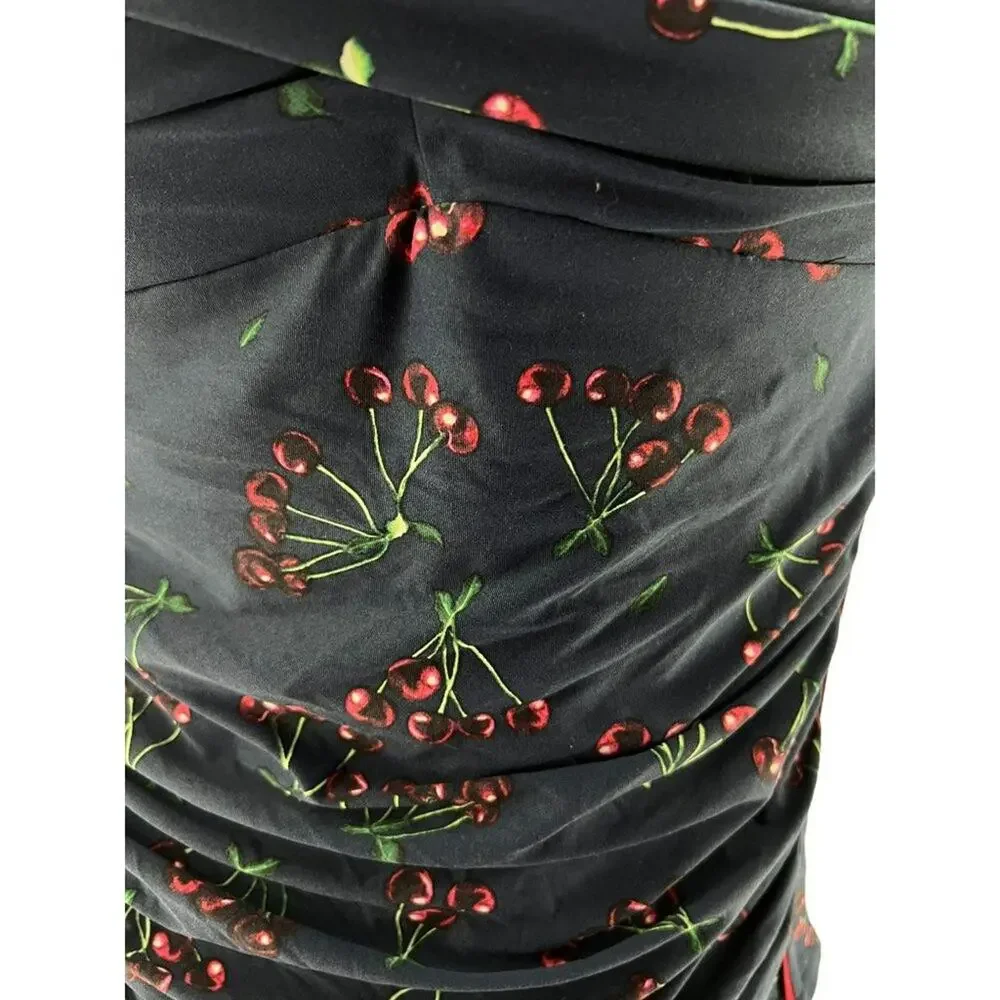 Nip Tuck Swim One Piece Bathing Suit Navy Cherry Print Slimming Womens 8